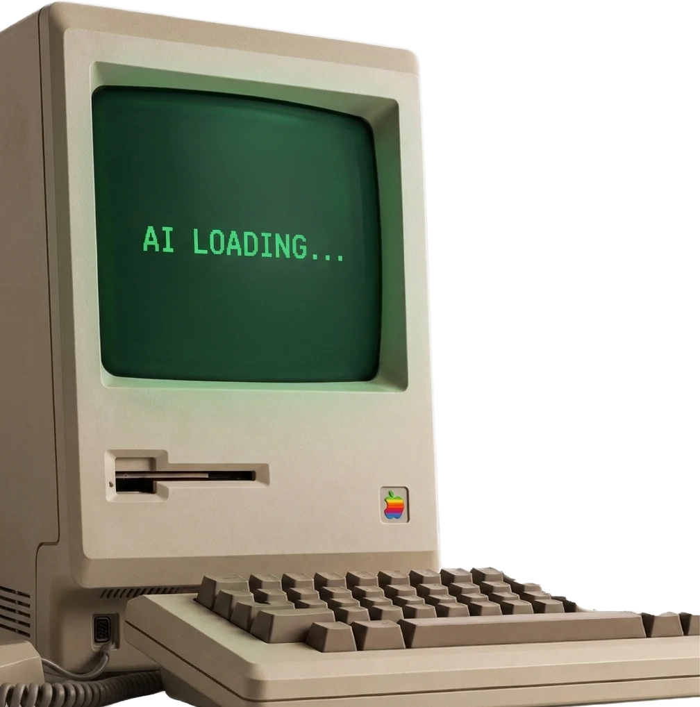 A classic computer whose screen reads: AI loading